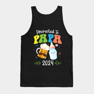 Promoted to Papa 2024 New Dad Gift for Men Father's Day Tank Top